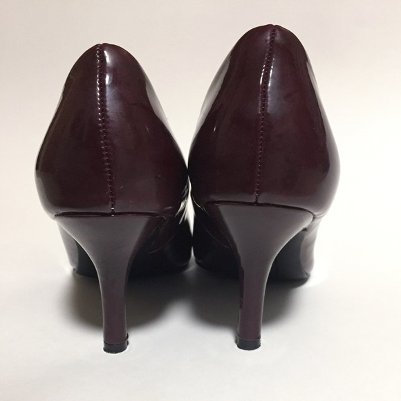 Burgundy Pumps Heel Pointed Toe - Picture 2 of 4